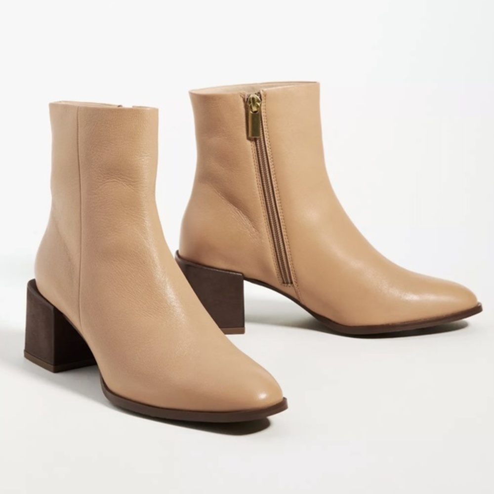 Seychelles Tan Leather Block Heel Ankle Boots